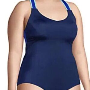 Land's End Women's Racerback V Neck One Piece Swim Size 20W